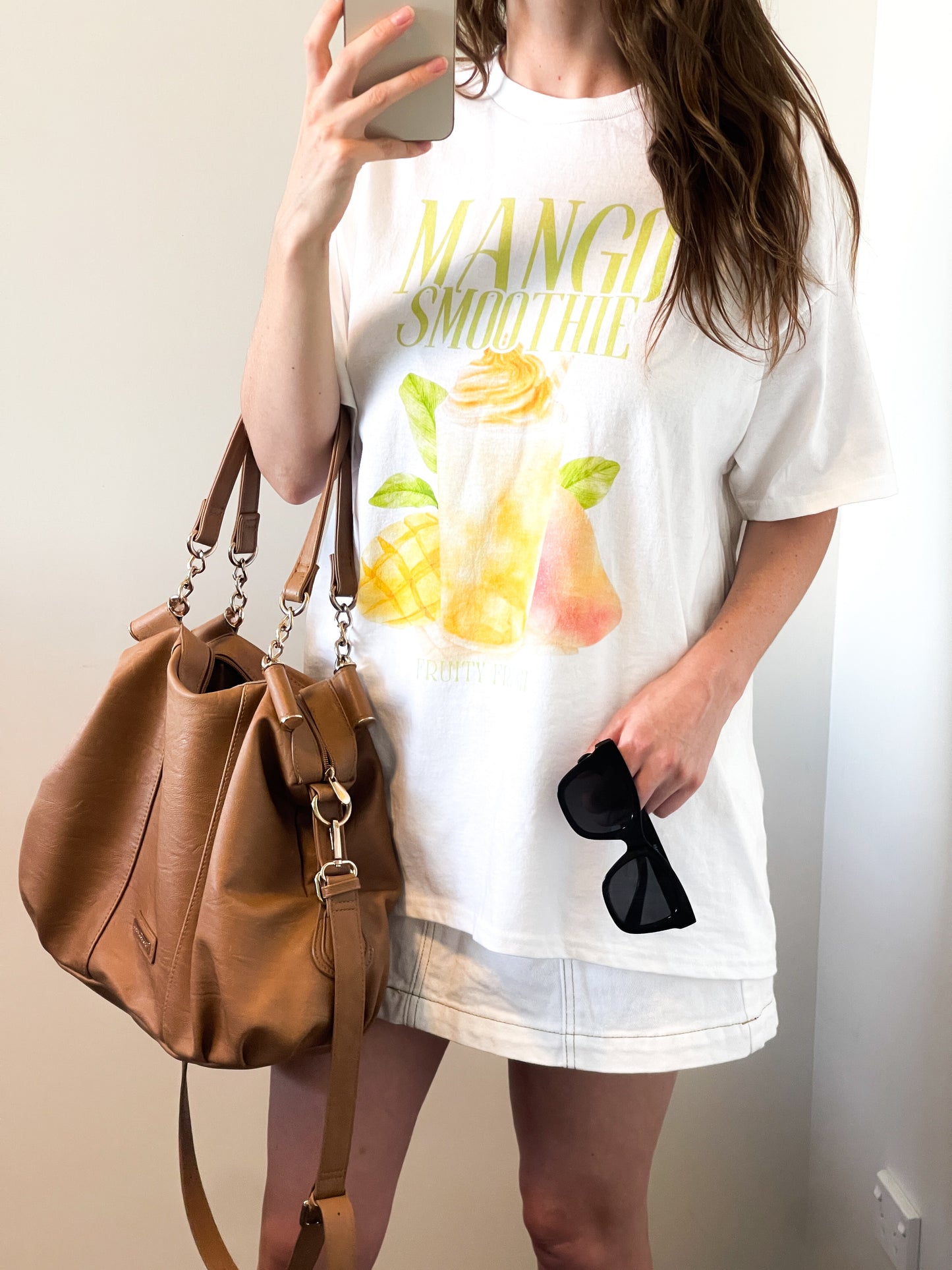 Mango Smoothie | White Graphic T-Shirt