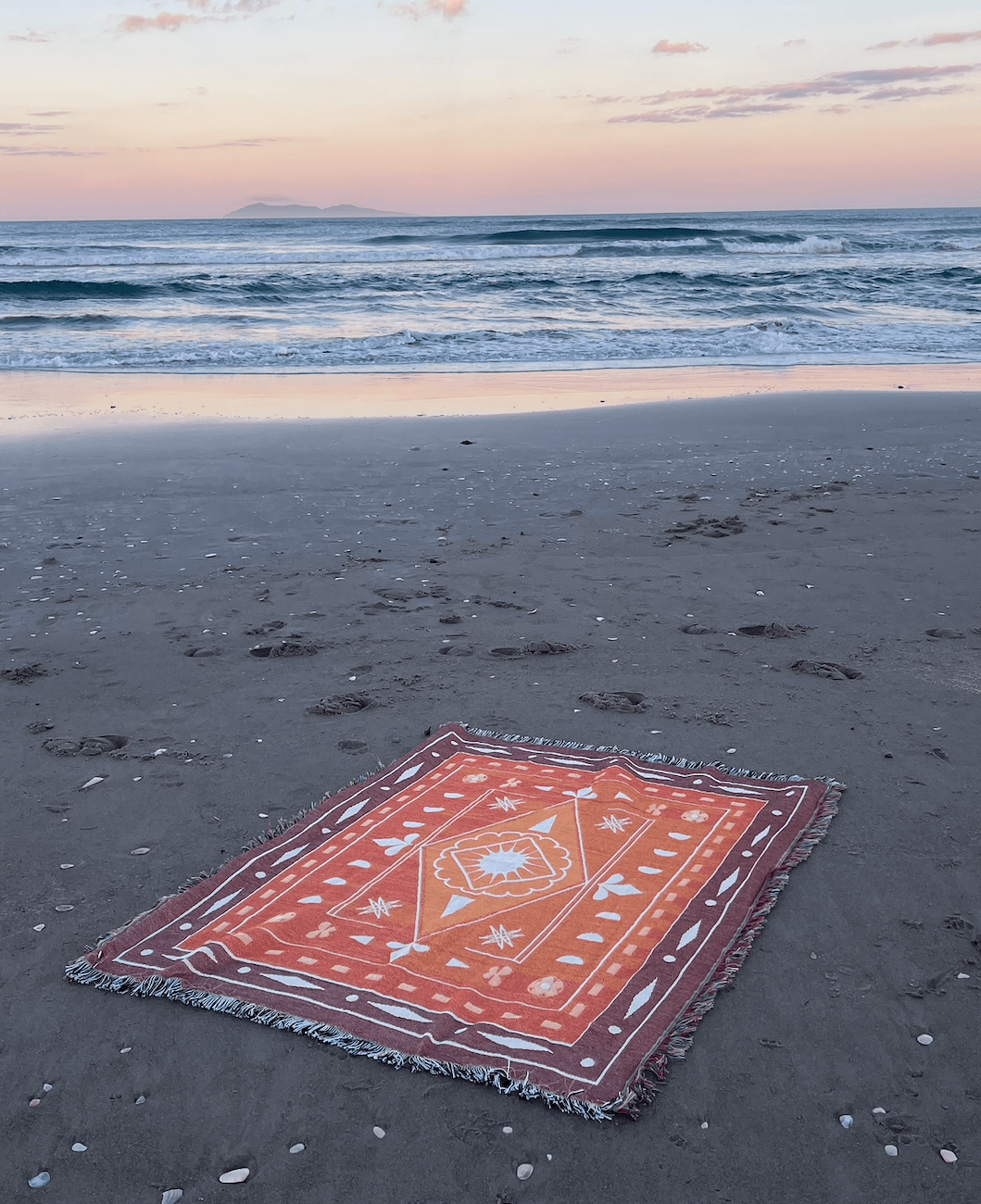 SUNSET RUSH - 100% Recycled Cotton Blanket | 130 x 160 Boho Throw Rug - Line to Luna - Boho Throw Rugs & Macrame Decor | NZ Gifts