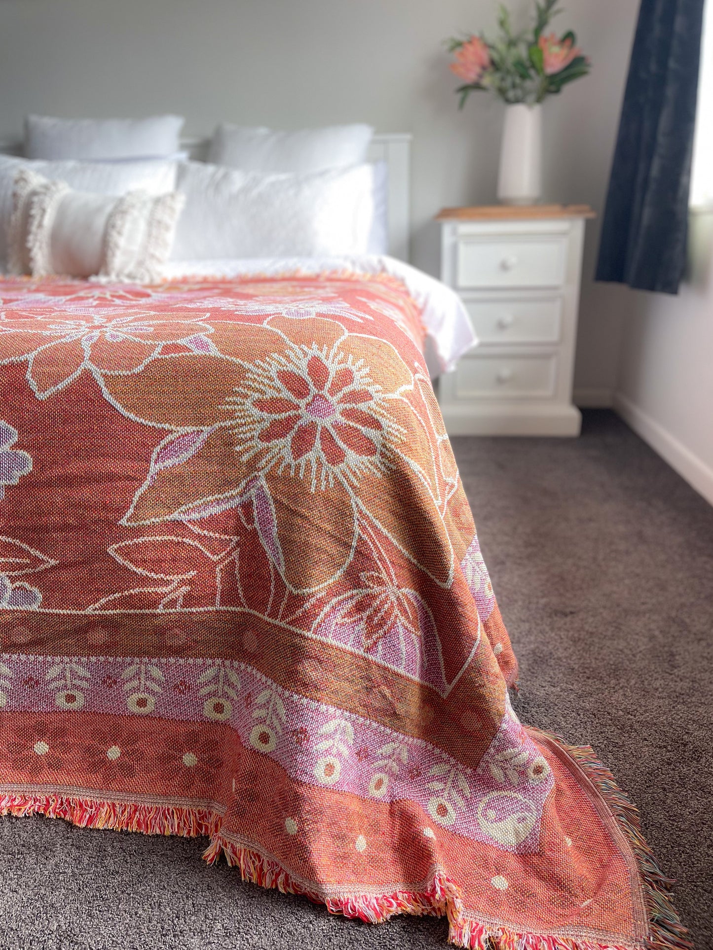 FLOWER CHILD - Extra Large Blanket 180 x 260 | Boho Throw Rug