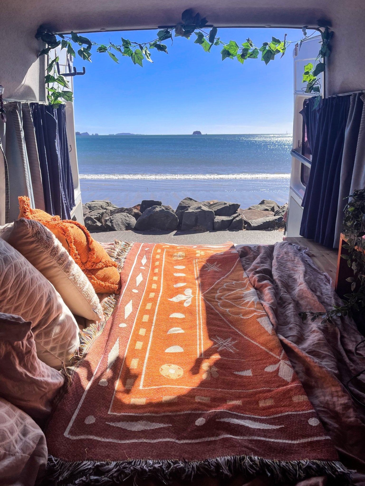 SUNSET RUSH - 100% Recycled Cotton Blanket | 130 x 160 Boho Throw Rug - Line to Luna - Boho Throw Rugs & Macrame Decor | NZ Gifts